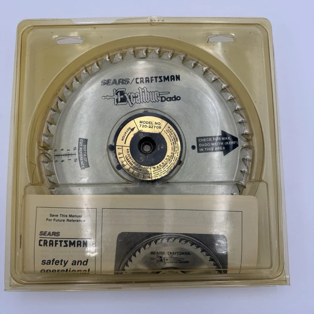 Sears Craftsman Excalibur Twin Blade 8 Inch Carbide Tipped Adj Dado 720.32708